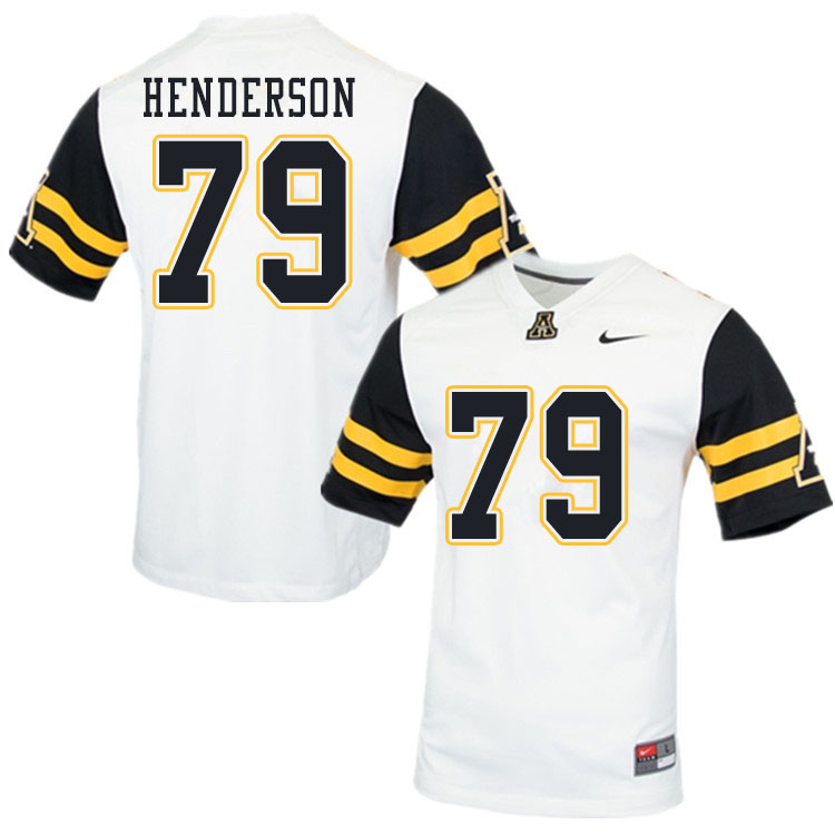 Men #79 Sammy Henderson Appalachian State Mountaineers College Football Jerseys Sale-White - Click Image to Close
